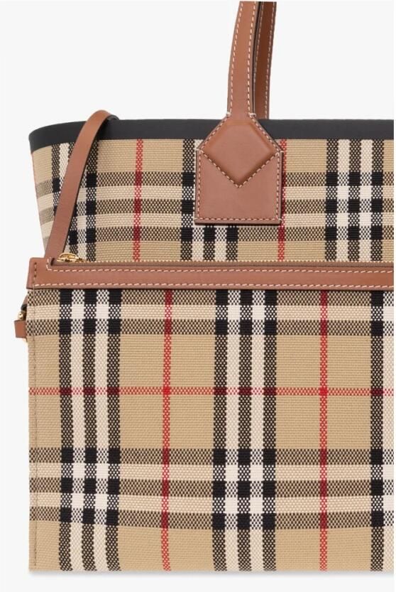 Burberry Londen Winkel Tas met Geborduurd Canvas Brown Dames - Foto 3