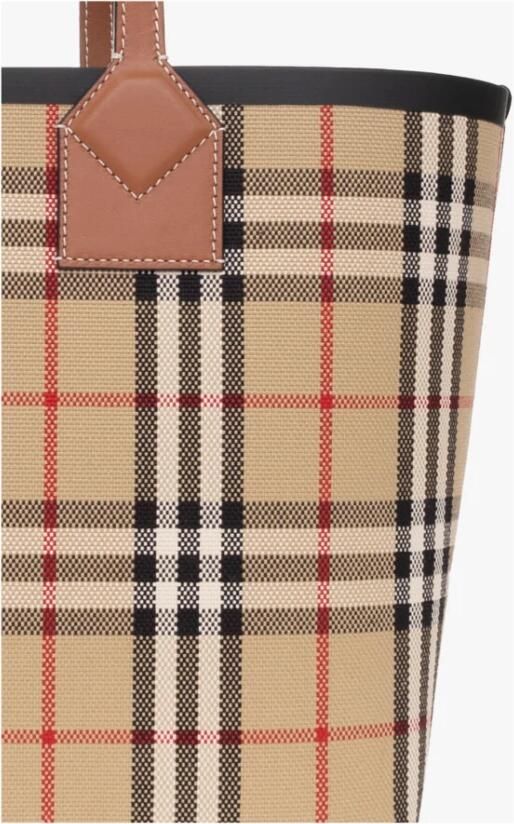 Burberry Londen Winkel Tas met Geborduurd Canvas Brown Dames - Foto 6