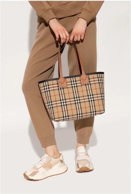 Burberry Londen Winkel Tas met Geborduurd Canvas Brown Dames - Foto 5