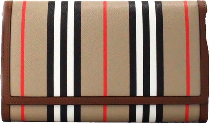 Burberry Icon Stripe Archive Tan Portemonnee Crossbody Tas Multicolor Unisex - Foto 2