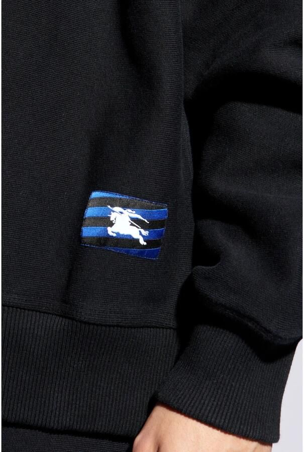 Burberry Zwarte Crew Neck Sweater Equestrian Knight Black Heren