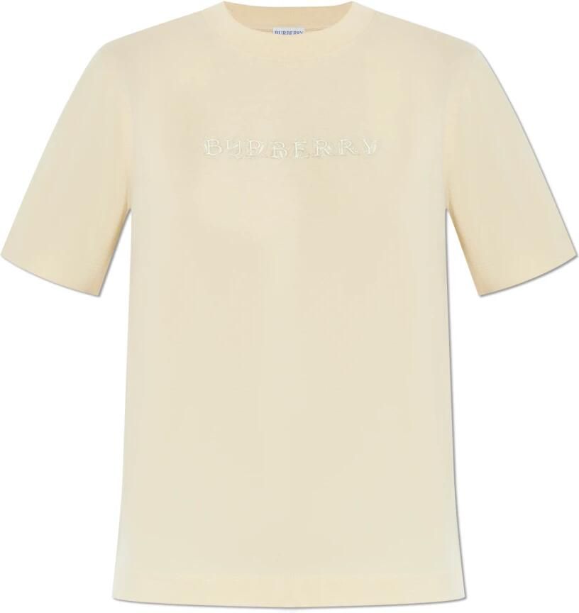 Burberry Overhemd Katoenen T-shirt met geribbelde ronde hals en monogram - Foto 7