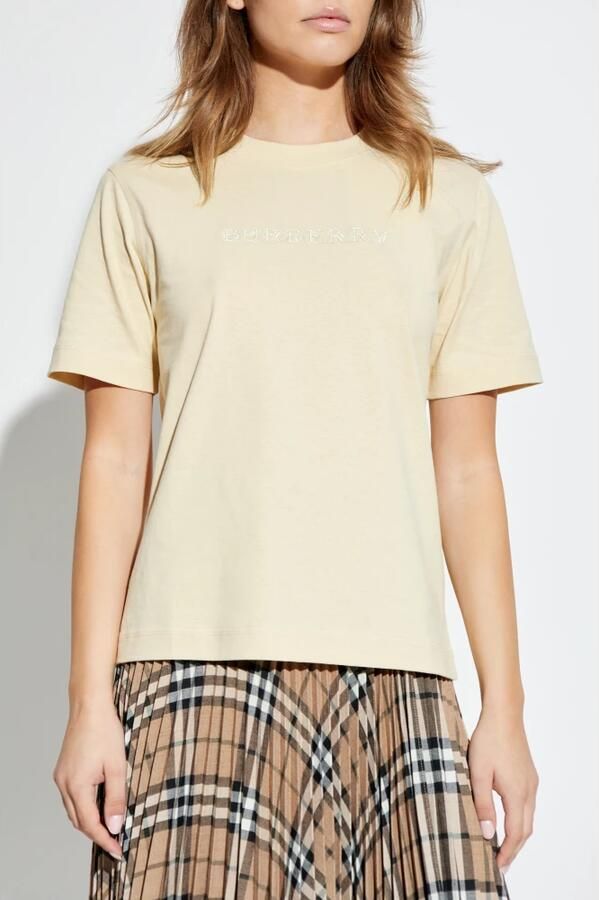 Burberry Overhemd Katoenen T-shirt met geribbelde ronde hals en monogram - Foto 5