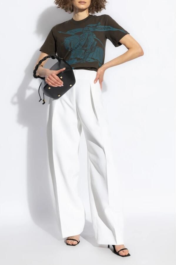 Burberry Overhemd Katoenen T-shirt met iconisch logo en geribbelde ronde hals - Foto 3