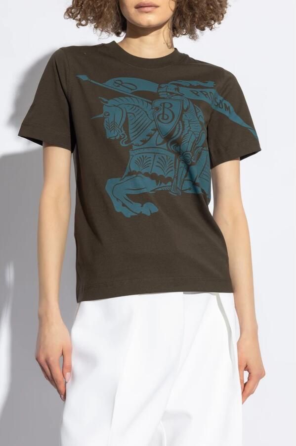 Burberry Overhemd Katoenen T-shirt met iconisch logo en geribbelde ronde hals - Foto 4