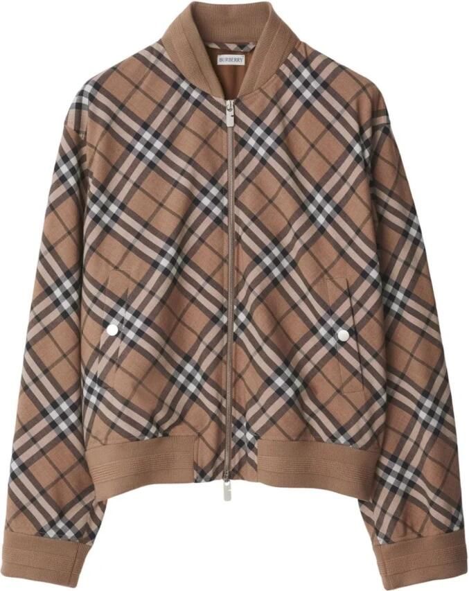 Burberry Trainingsjack Bomberjack met Archivio ruitpatroon en geribbelde details - Foto 5