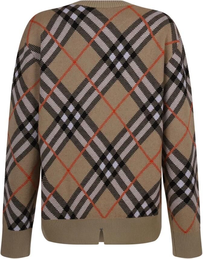 Burberry Vintage Check Intarsia Gebreide Trui Brown Dames - Foto 6