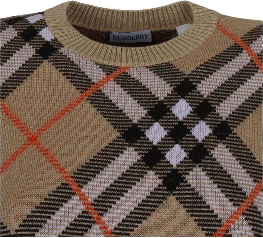 Burberry Vintage Check Intarsia Gebreide Trui Brown Dames - Foto 4