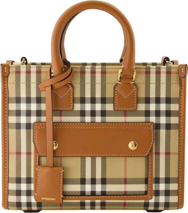 Burberry Totes & shoppers Mini Freya Shopper Bag Synthetic Leather Brown in bruin