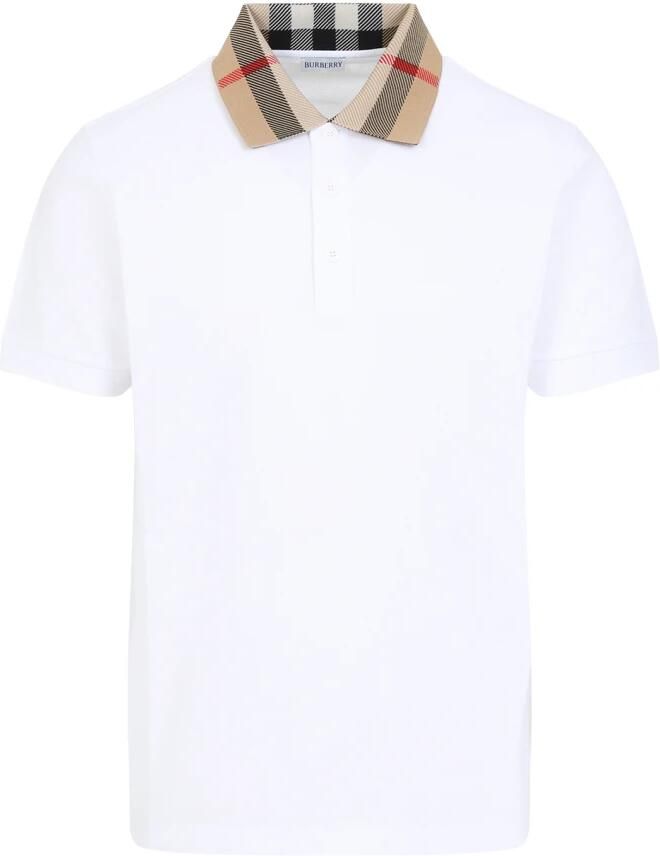 Burberry Witte Polo Shirt met Check voor Heren White Heren