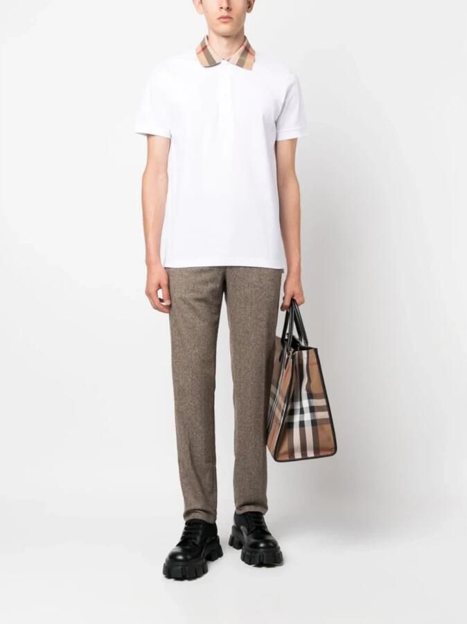 Burberry Witte Polo Shirt met Check voor Heren White Heren