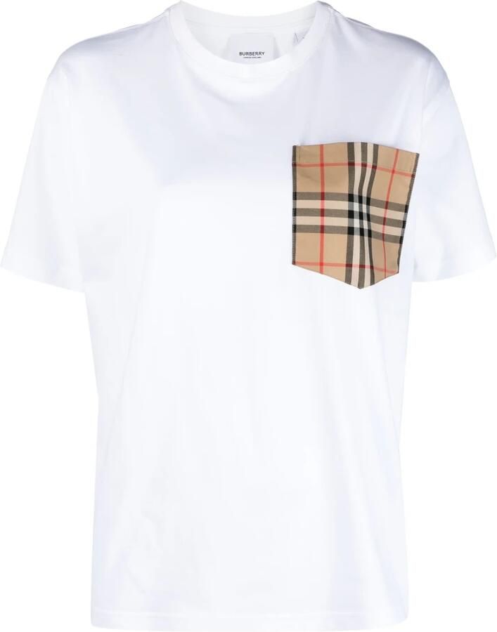 Burberry Overhemd Katoenen T-shirt met geribbelde ronde hals en archiefruitzak - Foto 5