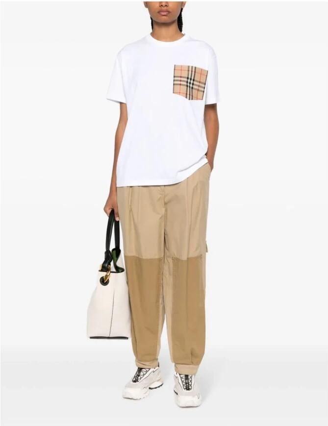 Burberry Overhemd Katoenen T-shirt met geribbelde ronde hals en archiefruitzak - Foto 4