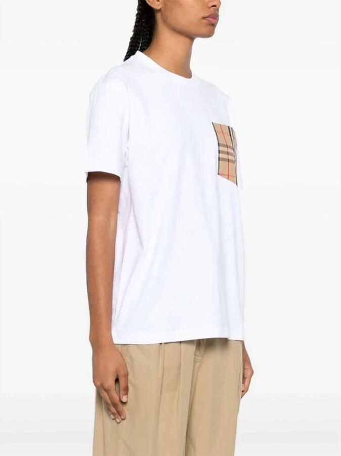 Burberry Overhemd Katoenen T-shirt met geribbelde ronde hals en archiefruitzak