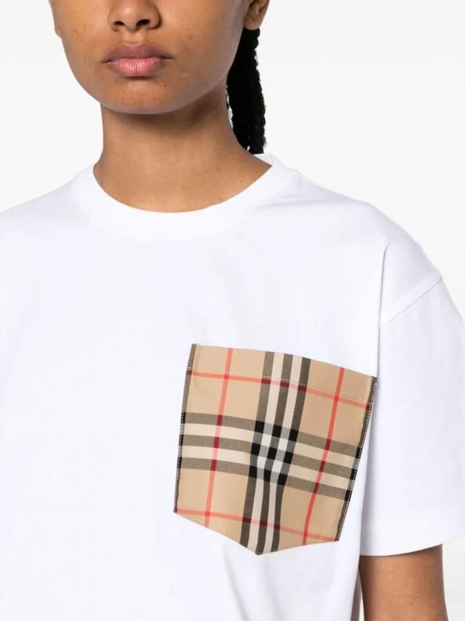 Burberry Overhemd Katoenen T-shirt met geribbelde ronde hals en archiefruitzak - Foto 3