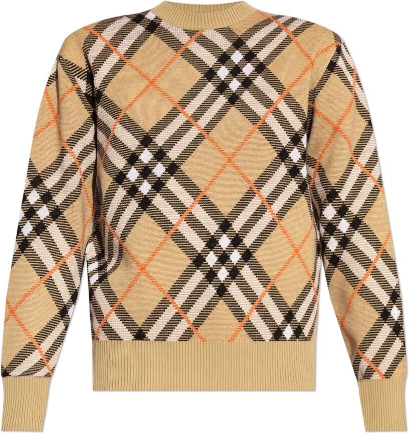 Burberry Vintage Check Intarsia Gebreide Trui Brown Dames - Foto 11