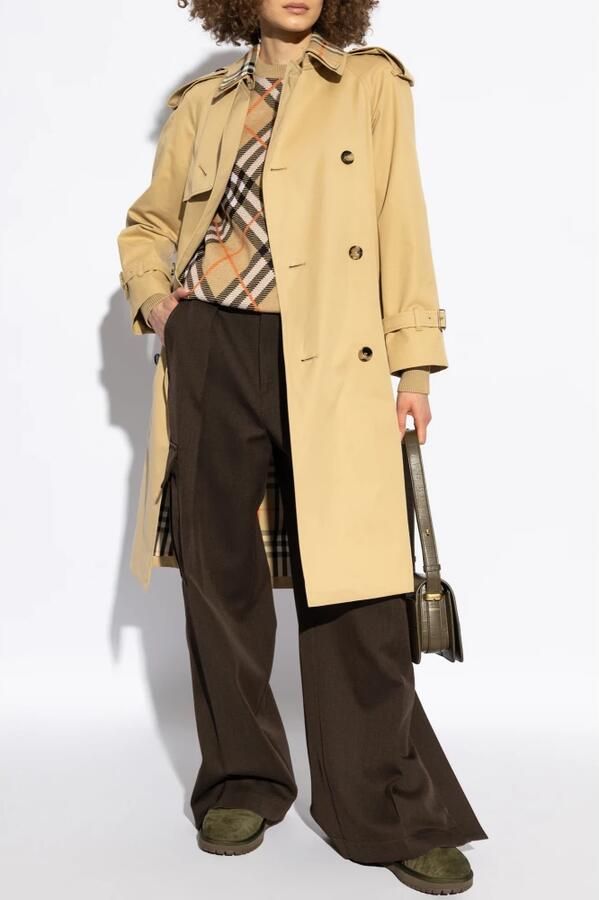 Burberry Vintage Check Intarsia Gebreide Trui Brown Dames - Foto 8