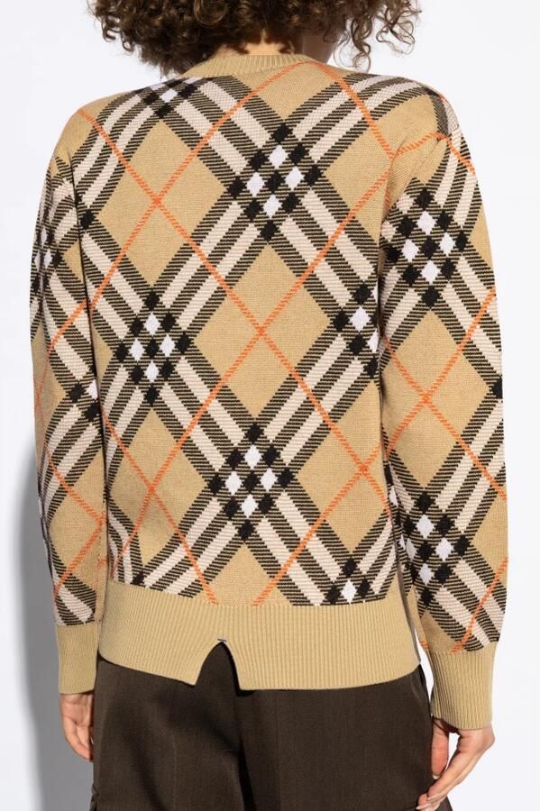 Burberry Vintage Check Intarsia Gebreide Trui Brown Dames - Foto 10