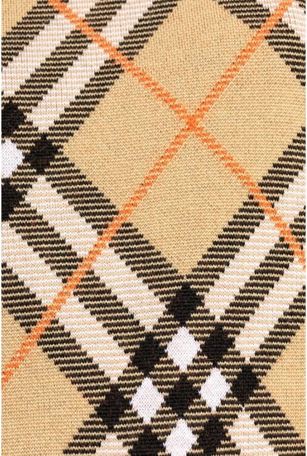 Burberry Vintage Check Intarsia Gebreide Trui Brown Dames - Foto 7