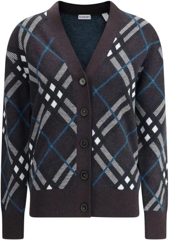 Burberry Bruine Check V-Neck Cardigan Sweater Brown Dames - Foto 2