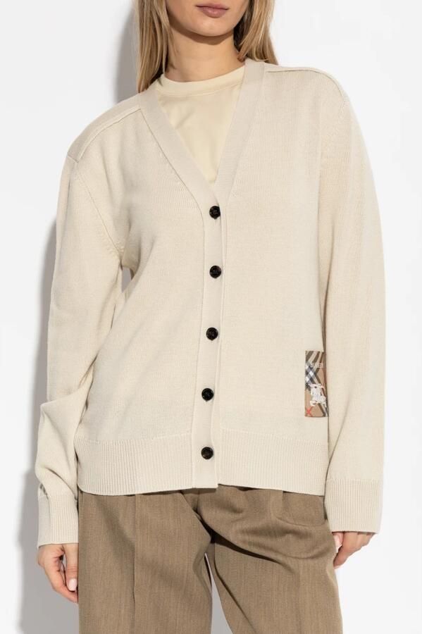 Burberry Iconische Logo Cardigan met V-hals Beige Dames - Foto 6