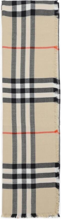 Burberry Sjaal Wollen sjaal met gerafelde zomen en Check Archive patroon