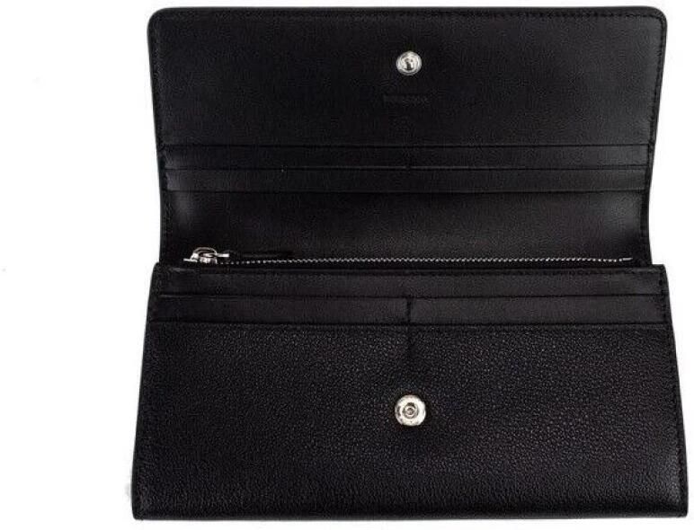 Burberry Stijlvolle Logo Gegraveerde Portemonnee met Meerdere Kaartsleuven Black Dames