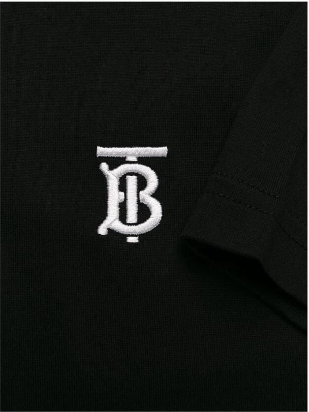 Burberry Zwart T-shirt met geborduurd logo Black Heren