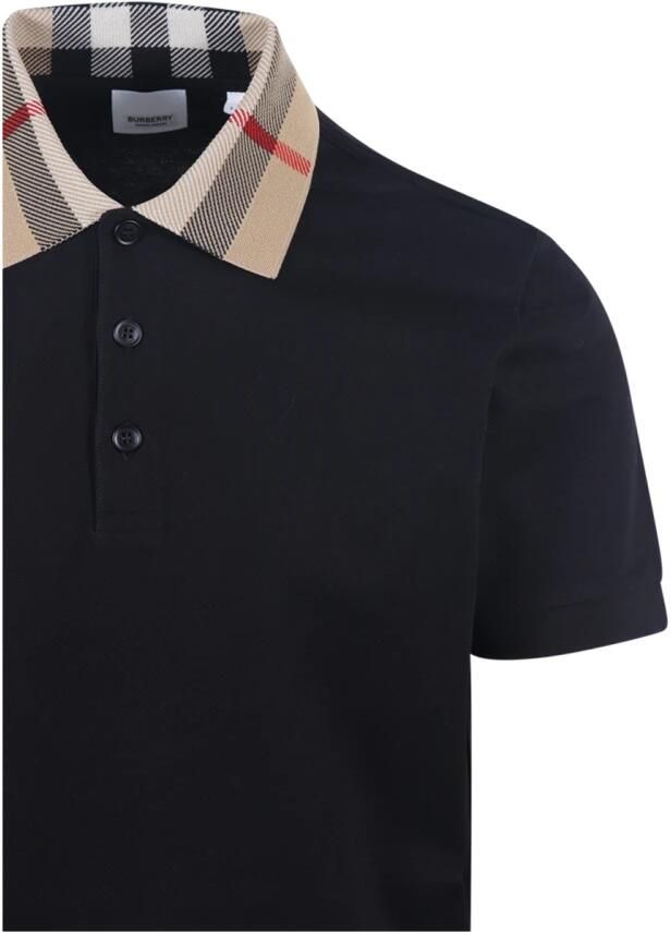 Burberry Zwart Poloshirt voor Heren met Contrasterende Kraag Zwart Heren - Foto 5