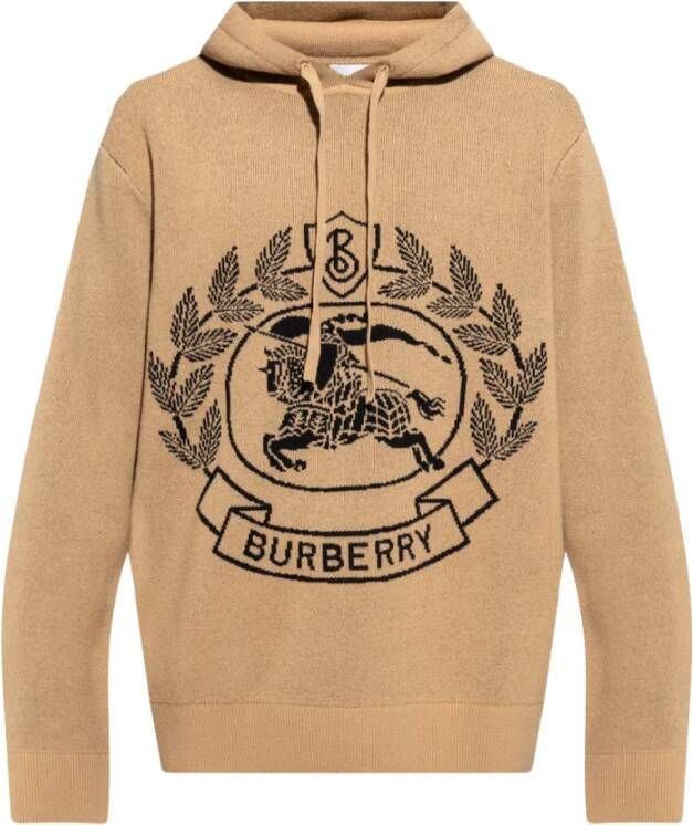 Burberry Bruine Wol Sweatshirt met Logo Detail Brown Heren
