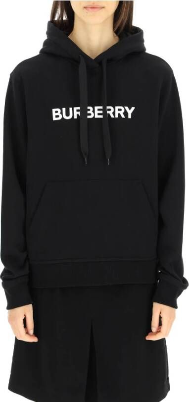 Burberry Zwart biologisch katoenen sweatshirt met contrasterend logo Black