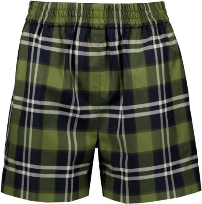 Burberry Donkergroene Tartan Shorts Green Dames