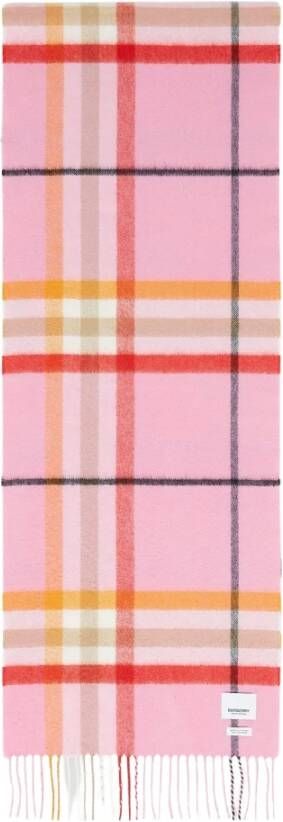 Burberry Check Cashmere Sjaal met Franjes Roze Dames