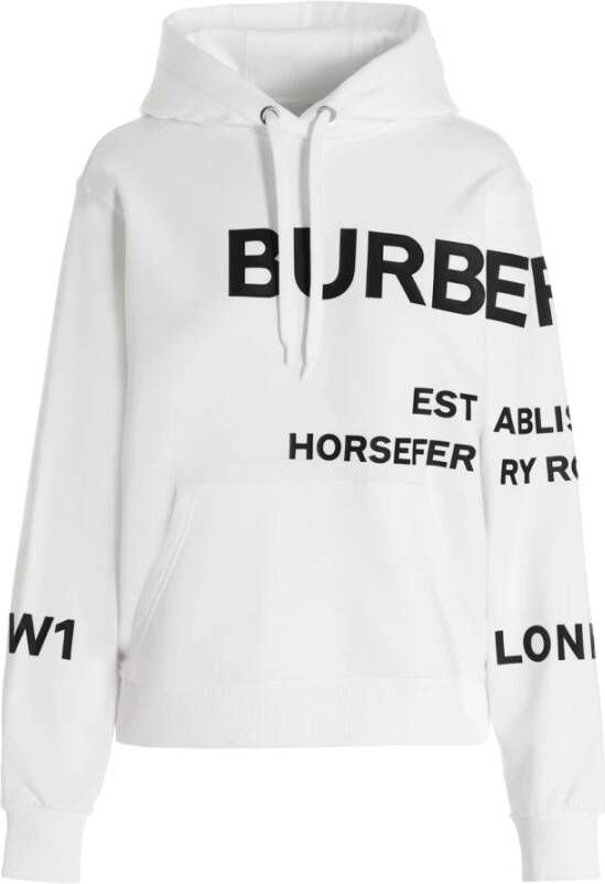 Burberry Comfortabele Logo Hoodie White Dames