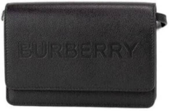 Burberry Leren Schoudertas Magnetische Knoop Black Dames