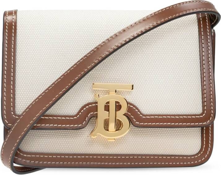 Burberry Mini tweekleurige canvas en lederen tbc-tas Beige Dames