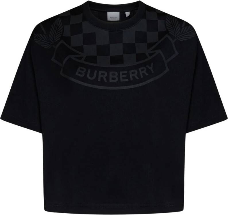 Burberry Dames Cropped T-shirt met Logo Print Zwart Dames