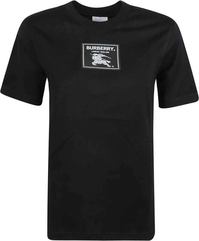Burberry Dames Katoenen T-shirt met W:margot EKD Lbl:131195:A1189 Design Black Dames