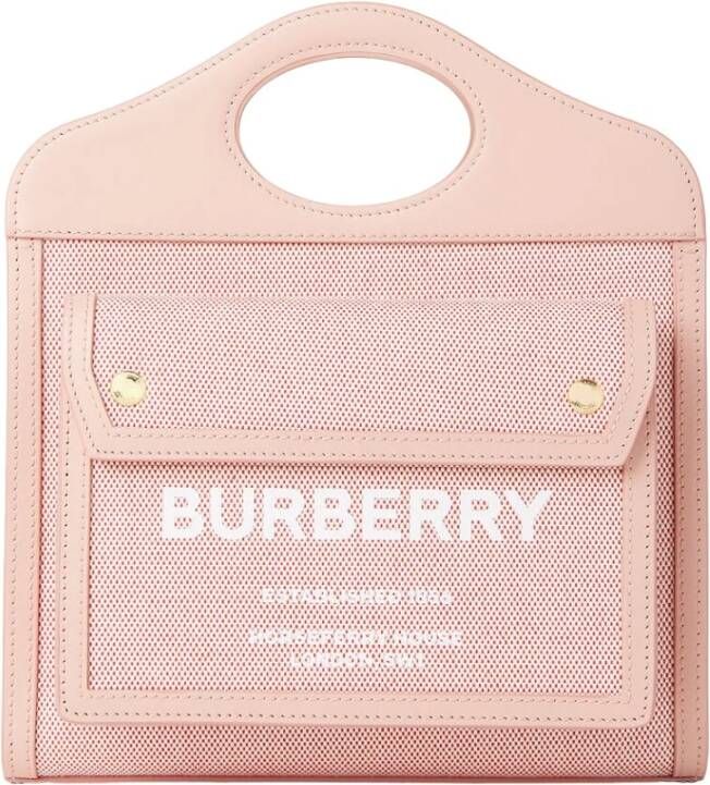 Burberry Ll Mn Pocket Ll6 Handbag Red Pink Cotton Roze Dames