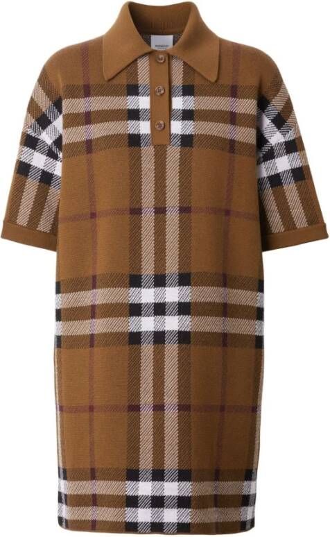 Burberry Daggebreide jurk Brown Dames