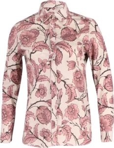 Burberry Floral Shirt in Pink Silk Roze Dames