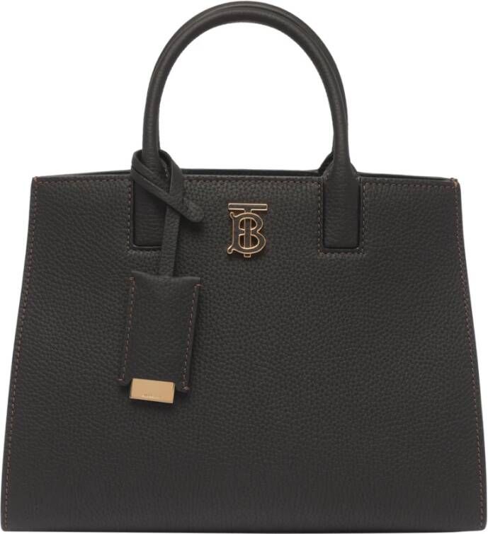 Burberry Frances Leren Handtas Zwart Dames