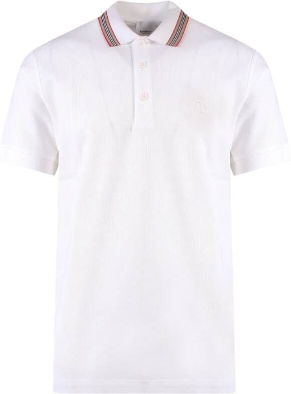 Burberry Geborduurd Logo Polo Shirt White Heren