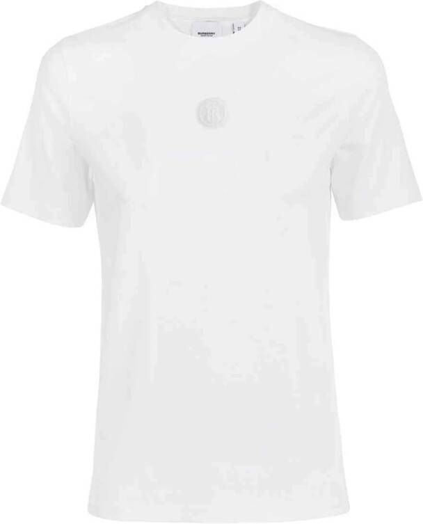 Burberry Geborduurd Logo T-shirt White Heren