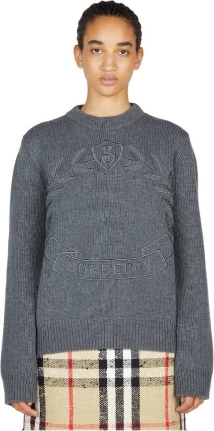 Burberry Grijze Sweater met Logo Print Gray Dames