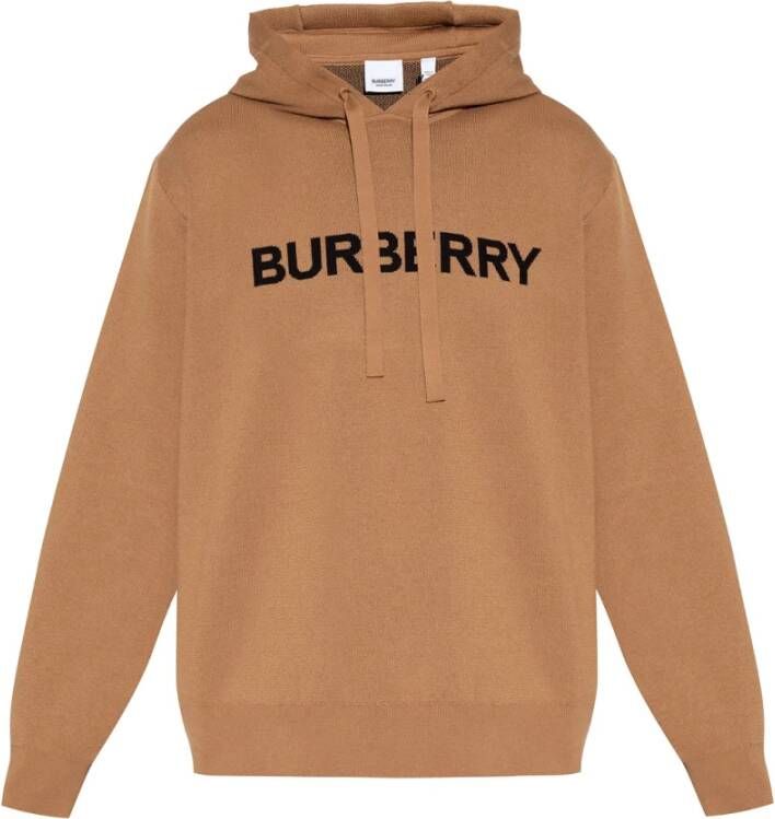 Burberry Bruine Wol- en Katoenen Sweatshirt met Capuchon Brown Heren
