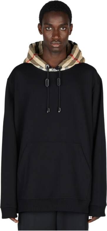 Burberry Zwarte katoenen hoodie voor heren met iconisch ontwerp Black Heren