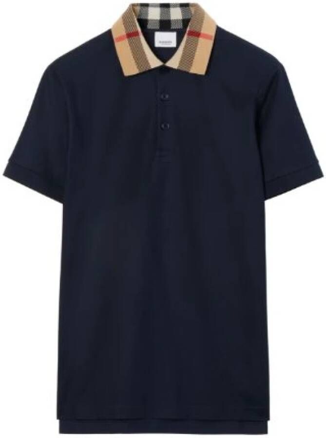 Burberry Geruite Kraag Polo Shirt Blauw Heren