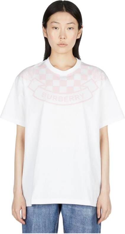 Burberry Grafisch Bedrukt Logo T-Shirt Wit Dames