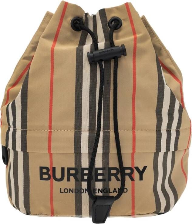 Burberry Heritage Stripe Eco Nylon Trekkoord Emmer Tas Multicolor Dames